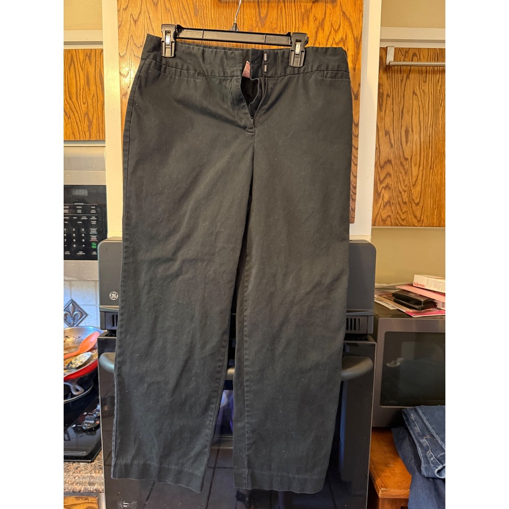 Ruby Rd Wms Black Straight Leg Dress Pants Cotton Stretch Work Trousers Size 12